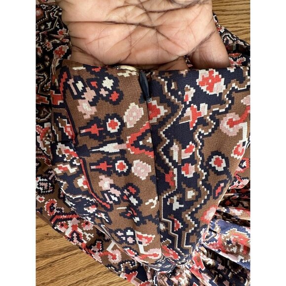 Fossil Multicolored Artsy Aztec Print Spaghetti Strap Sundress Sz M High Waist - Picture 10 of 10